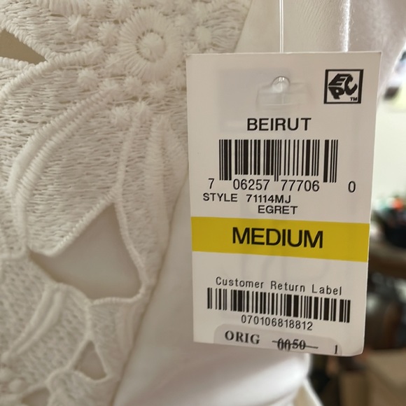 Maison Jules cream flower overlay dress.  M - Picture 9 of 9